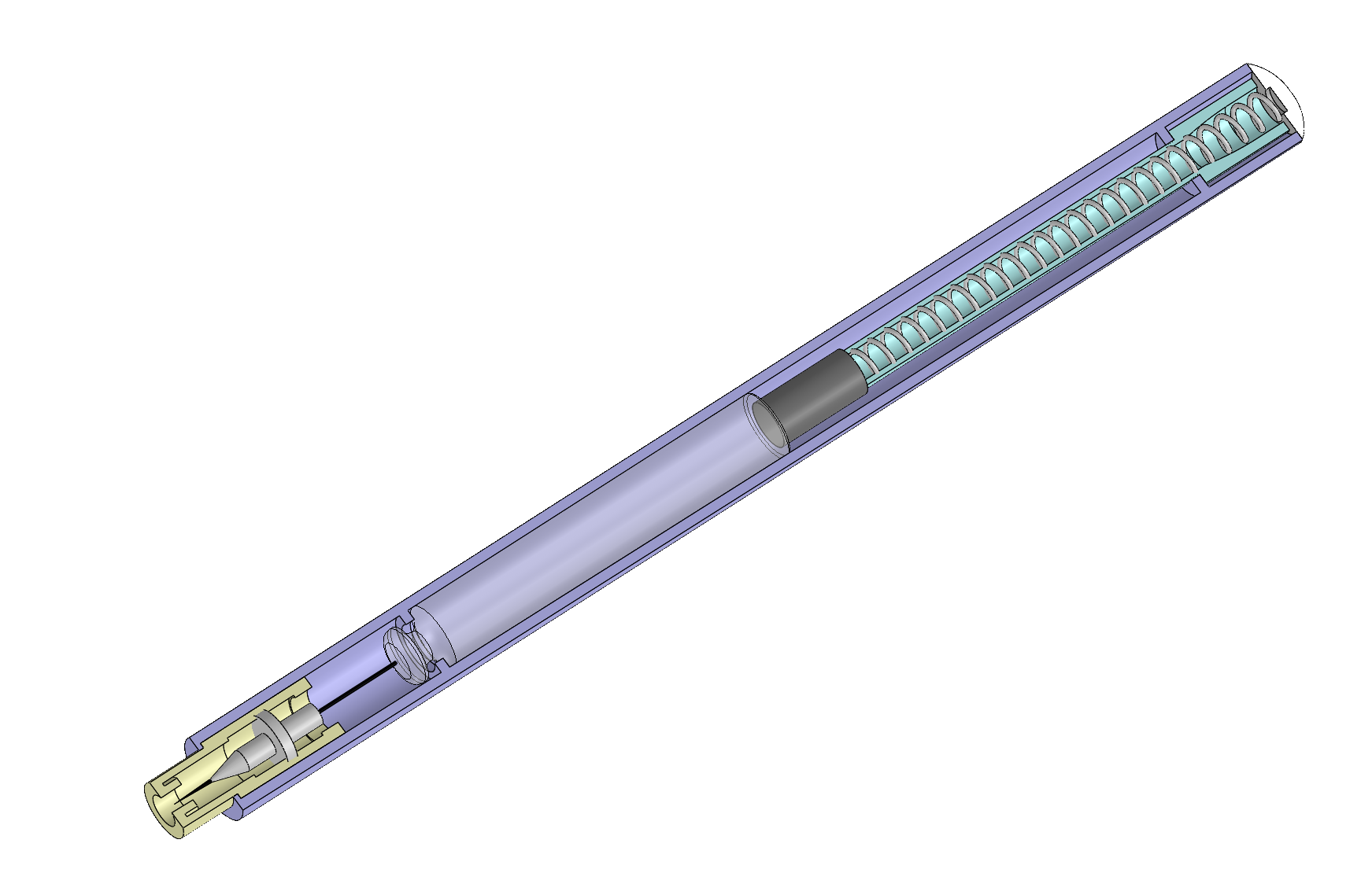 Section view render of the intramuscular autoinjector assembly