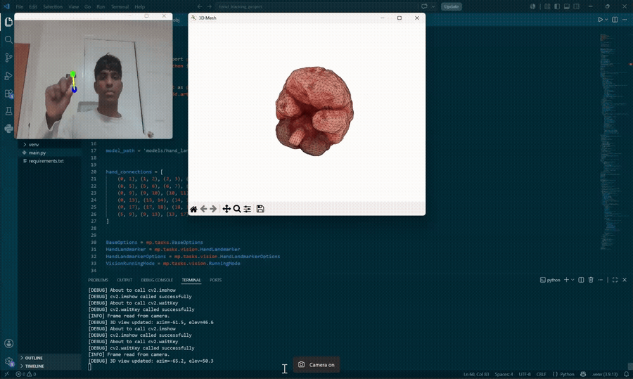 Demo of the gesture-controlled anatomical visualizer